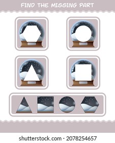 Match cartoon glass snow ball parts. Matching game. Educational game for pre shool years kids and toddlers