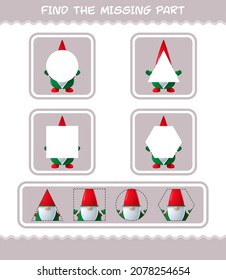 Match cartoon gnome parts. Matching game. Educational game for pre shool years kids and toddlers