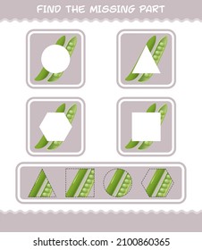 Match cartoon green pea parts. Matching game. Educational game for pre shool years kids and toddlers