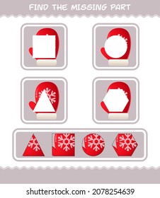 Match cartoon mitten parts. Matching game. Educational game for pre shool years kids and toddlers