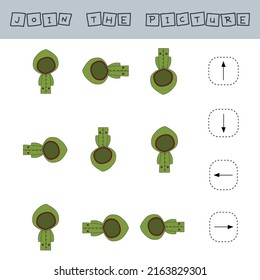 Match cartoon raincoat and directions up, down, left and right. Educational game for children.
