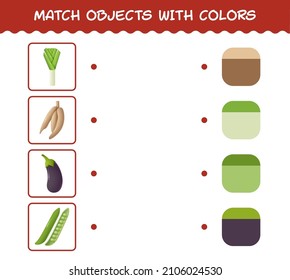 Match Cartoon Vegetables And Colors. Matching Game. Educational Game For Pre School Years Kids And Toddlers