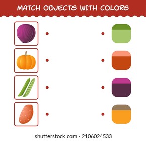 Match Cartoon Vegetables And Colors. Matching Game. Educational Game For Pre School Years Kids And Toddlers