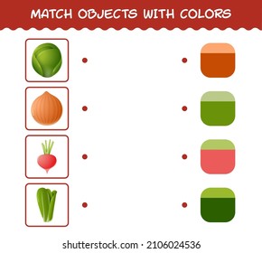 Match Cartoon Vegetables And Colors. Matching Game. Educational Game For Pre School Years Kids And Toddlers