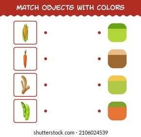 Match Cartoon Vegetables And Colors. Matching Game. Educational Game For Pre School Years Kids And Toddlers