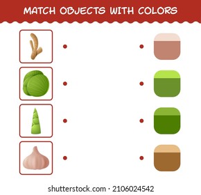 Match Cartoon Vegetables And Colors. Matching Game. Educational Game For Pre School Years Kids And Toddlers