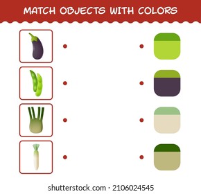 Match Cartoon Vegetables And Colors. Matching Game. Educational Game For Pre School Years Kids And Toddlers