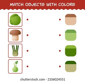 Match Cartoon Vegetables And Colors. Matching Game. Educational Game For Pre School Years Kids And Toddlers