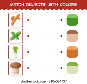 Match Cartoon Vegetables And Colors. Matching Game. Educational Game For Pre School Years Kids And Toddlers