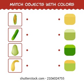 Match Cartoon Vegetables And Colors. Matching Game. Educational Game For Pre School Years Kids And Toddlers