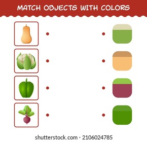 Match Cartoon Vegetables And Colors. Matching Game. Educational Game For Pre School Years Kids And Toddlers