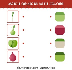 Match Cartoon Vegetables And Colors. Matching Game. Educational Game For Pre School Years Kids And Toddlers