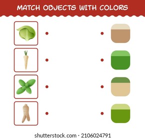 Match Cartoon Vegetables And Colors. Matching Game. Educational Game For Pre School Years Kids And Toddlers