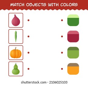 Match Cartoon Vegetables And Colors. Matching Game. Educational Game For Pre School Years Kids And Toddlers