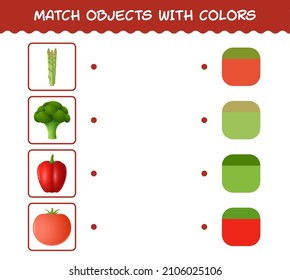 Match Cartoon Vegetables And Colors. Matching Game. Educational Game For Pre School Years Kids And Toddlers