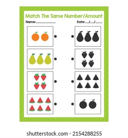 Match The Correct Shadow Kindergarten Pre K count and match game beginning counting math worksheet for preschool kids activity sheet Back to School