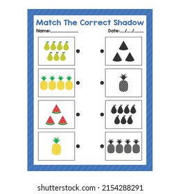 Match The Correct Shadow Kindergarten Pre K count and match game beginning counting math worksheet for preschool kids activity sheet Back to School