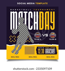 Match Day Basketball Sports Tournament Banner Template with Logo for Social Media