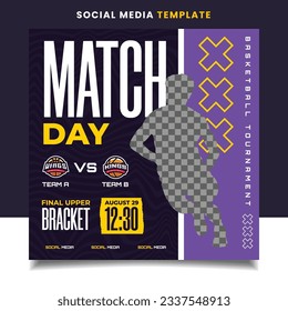 Match Day Basketball Sports Tournament Banner Template with Logo for Social Media