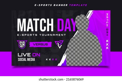 Plantilla de Banner de Juego de Deportes Electrónicos de Match Day para Medios Sociales