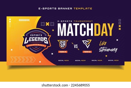 Match Day E-sports Gaming Banner Template for social media Flyer with Logo