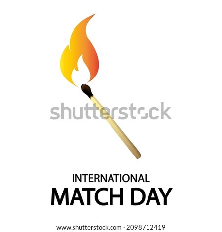 Match day poster burning match with fire, vector art illustration.