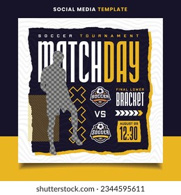 Match Day Soccer Sports Tournament Flyer Banner Template with Logo for Social Media