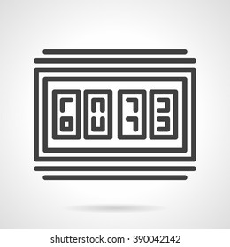 Match digital scoreboard. Basketball, football or soccer scoreboard. Sport equipment. Simple black line vector icon. Single element for web design, mobile app.