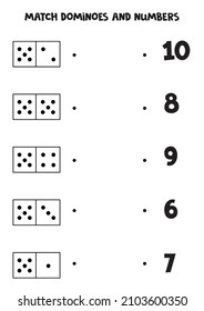 Match dominoes and numbers. Counting mathematical game for kids.