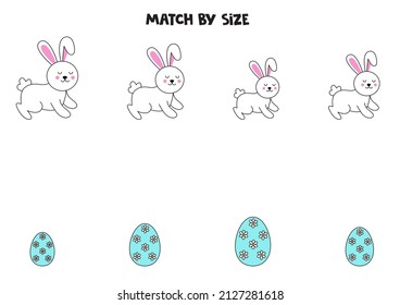 Mache Osterbraten und Eier nach Größe. Lernlogisches Spiel für Kinder.