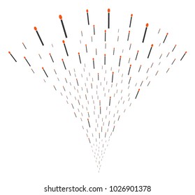 Match exploding fountain. Vector illustration style is flat iconic symbols. Object fountain constructed from random icons as match fireworks.