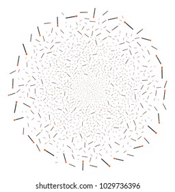 Match exploding globula. Object pattern organized from random match pictographs as festive round shape. Vector illustration style is flat iconic symbols.
