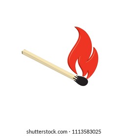 Match fire 3D icon vector. Vector illustration

