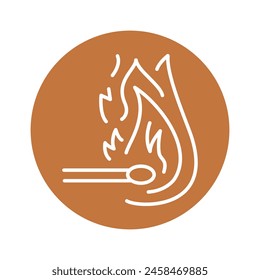 Match with fire black line icon. Natural element. Pictogram for web page, mobile app, promo.