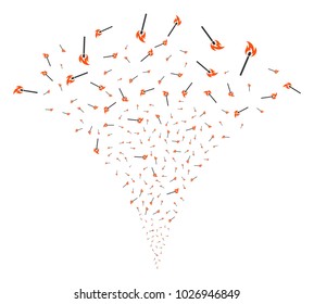 Match Fire burst fountain. Vector illustration style is flat iconic symbols. Object fountain made from random design elements as match fire fireworks.