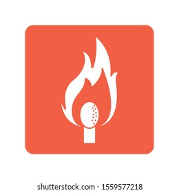 match with fire flame block line style icon vector illustration design