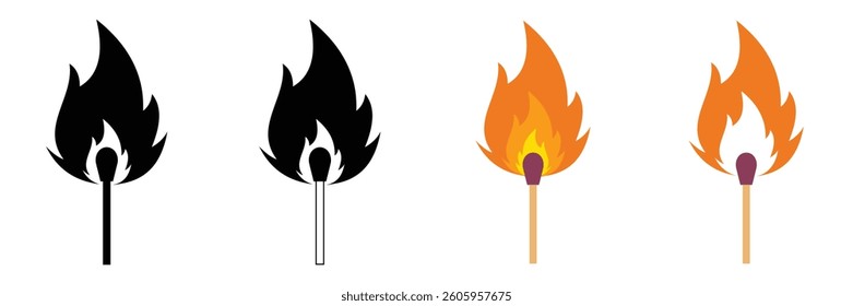 match fire flame isolated icon  of vector illustration