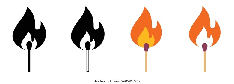 match fire flame isolated icon  of vector illustration