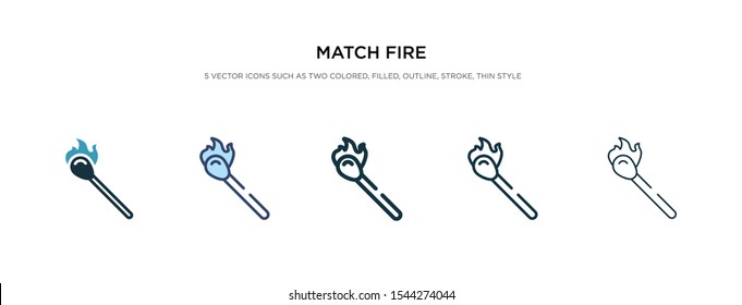 match fire icon in different style vector illustration. two colored and black match fire vector icons designed in filled, outline, line and stroke style can be used for web, mobile, ui