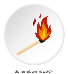 Match with fire icon in flat circle isolated vector illustration for web