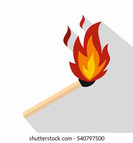 Match with fire icon. Flat illustration of match with fire vector icon for web isolated on white background