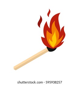 Match with fire icon in flat style isolated on white background vector illustration