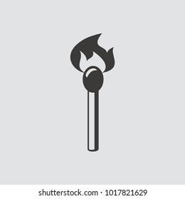Match fire icon isolated of flat style. Vector illustration.