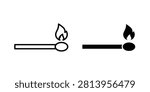 Match fire icon minimal clipart bundle.
