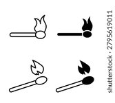Match fire icon pack in black