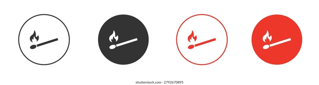 Match fire icon silhouette. editable vector template