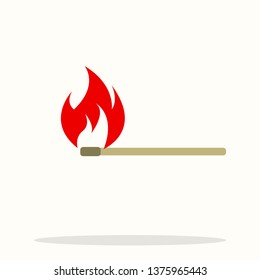 Match fire icon vector. flame heat or spicy food symbol flat icon for apps and websites vector illustration