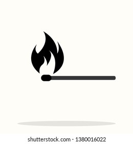 Match fire icon vector. flame heat or spicy food symbol flat icon for apps and websites vector illustration eps10