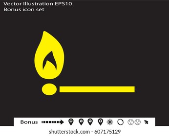 match, fire, icon, vector illustration eps10