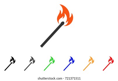 Match Fire icon. Vector illustration style is a flat iconic match fire symbol with black, grey, green, blue, red, orange color variants. Designed for web and software interfaces.